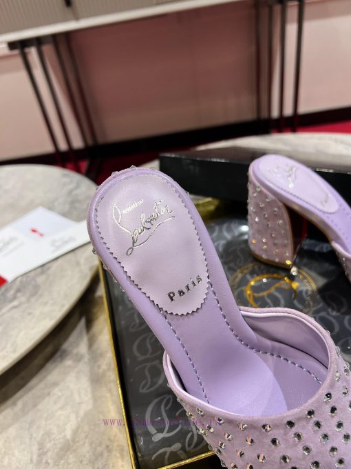 Coarse Heeled Slippers 🦋 ꫛꫀw.︎ ️Jane Mule Strass Boum High Heels Are Made Of Black Calf Velvet 9hr16jct - Image 7