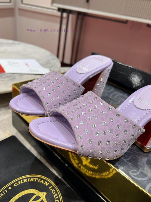 Coarse Heeled Slippers 🦋 ꫛꫀw.︎ ️Jane Mule Strass Boum High Heels Are Made Of Black Calf Velvet 9hr16jct - Image 10