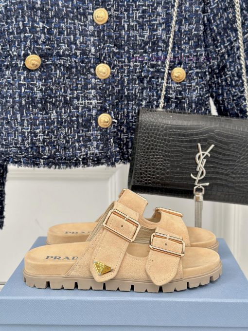 PRADA/PRADA Classic Triangle LogoThick Soled Double Button Slippers SeriesSuper Lightweight And z7ap3lmp