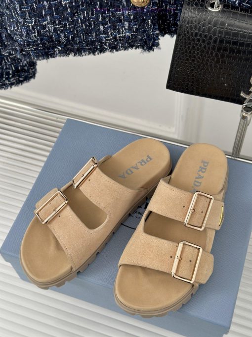 PRADA/PRADA Classic Triangle LogoThick Soled Double Button Slippers SeriesSuper Lightweight And z7ap3lmp - Image 3