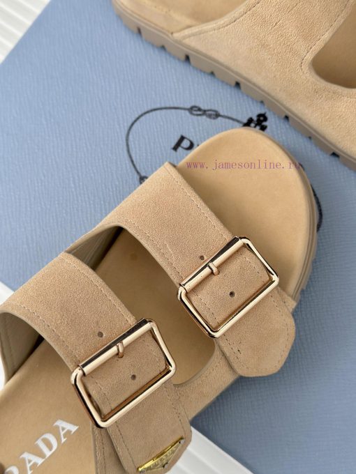 PRADA/PRADA Classic Triangle LogoThick Soled Double Button Slippers SeriesSuper Lightweight And z7ap3lmp - Image 8