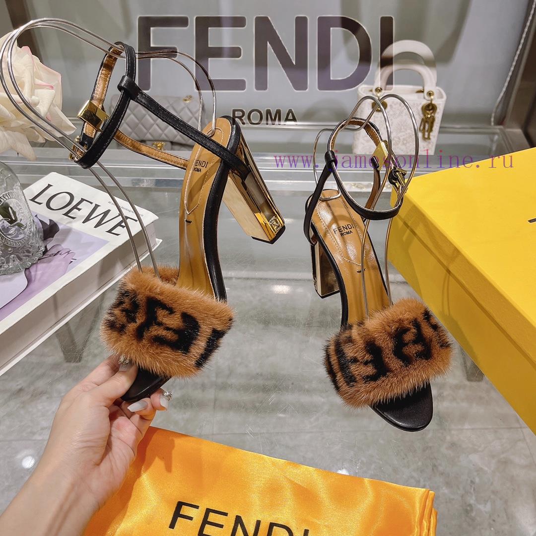 ② ⓪②④ 𝙁𝙀𝙉𝘿𝙄 | Fendi Delfina Strap Mink Fur High Heels Sandals〰 〰 〰 〰 Genuine Leather Outsole qydmqbks - Image 3