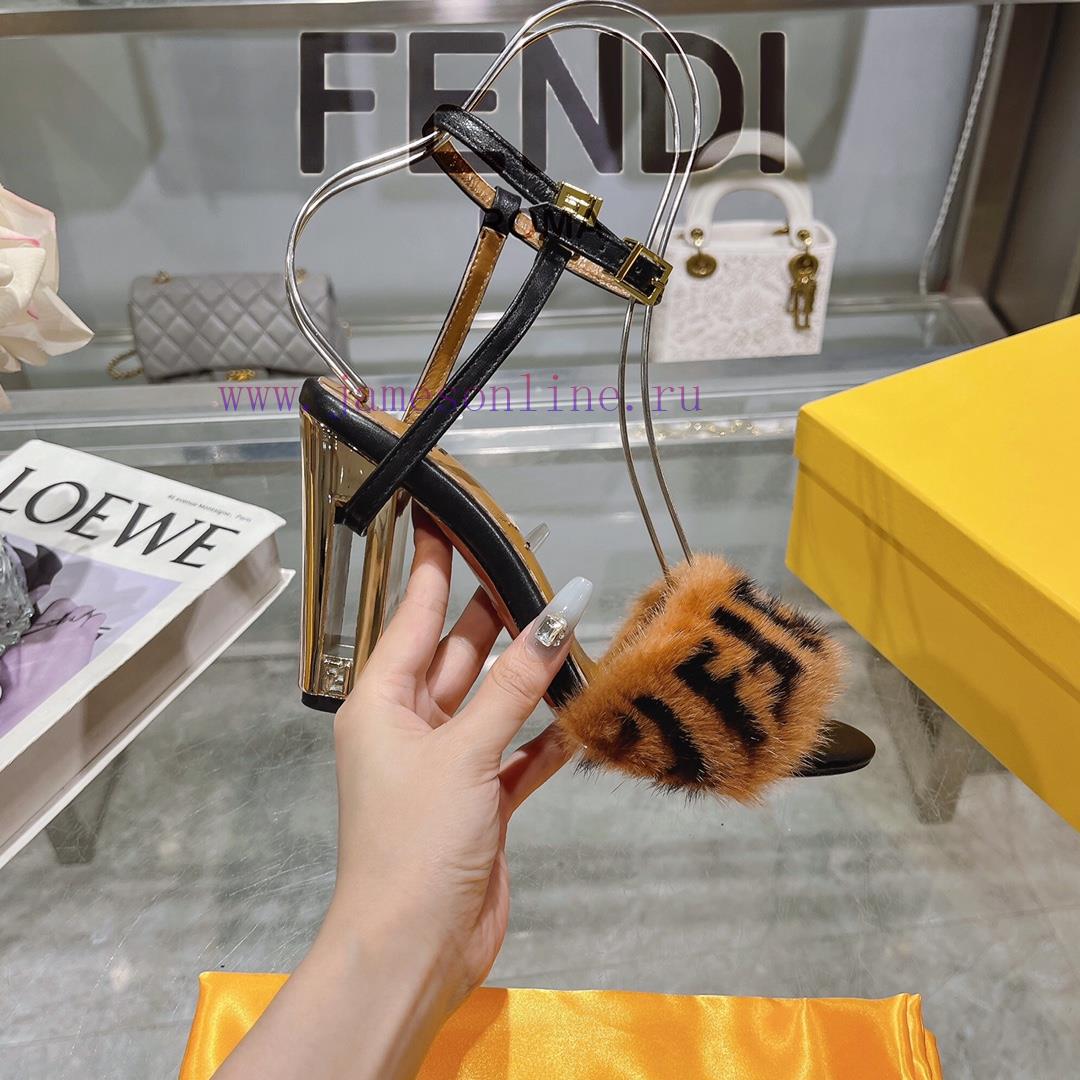 ② ⓪②④ 𝙁𝙀𝙉𝘿𝙄 | Fendi Delfina Strap Mink Fur High Heels Sandals〰 〰 〰 〰 Genuine Leather Outsole qydmqbks - Image 5