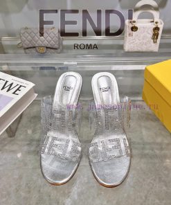 ② ⓪②④ 𝙁𝙀𝙉𝘿𝙄 | Fendi FRIST Round Head Rhinestone Film High Heels With Rhinestone Dragging Style evdvnjas