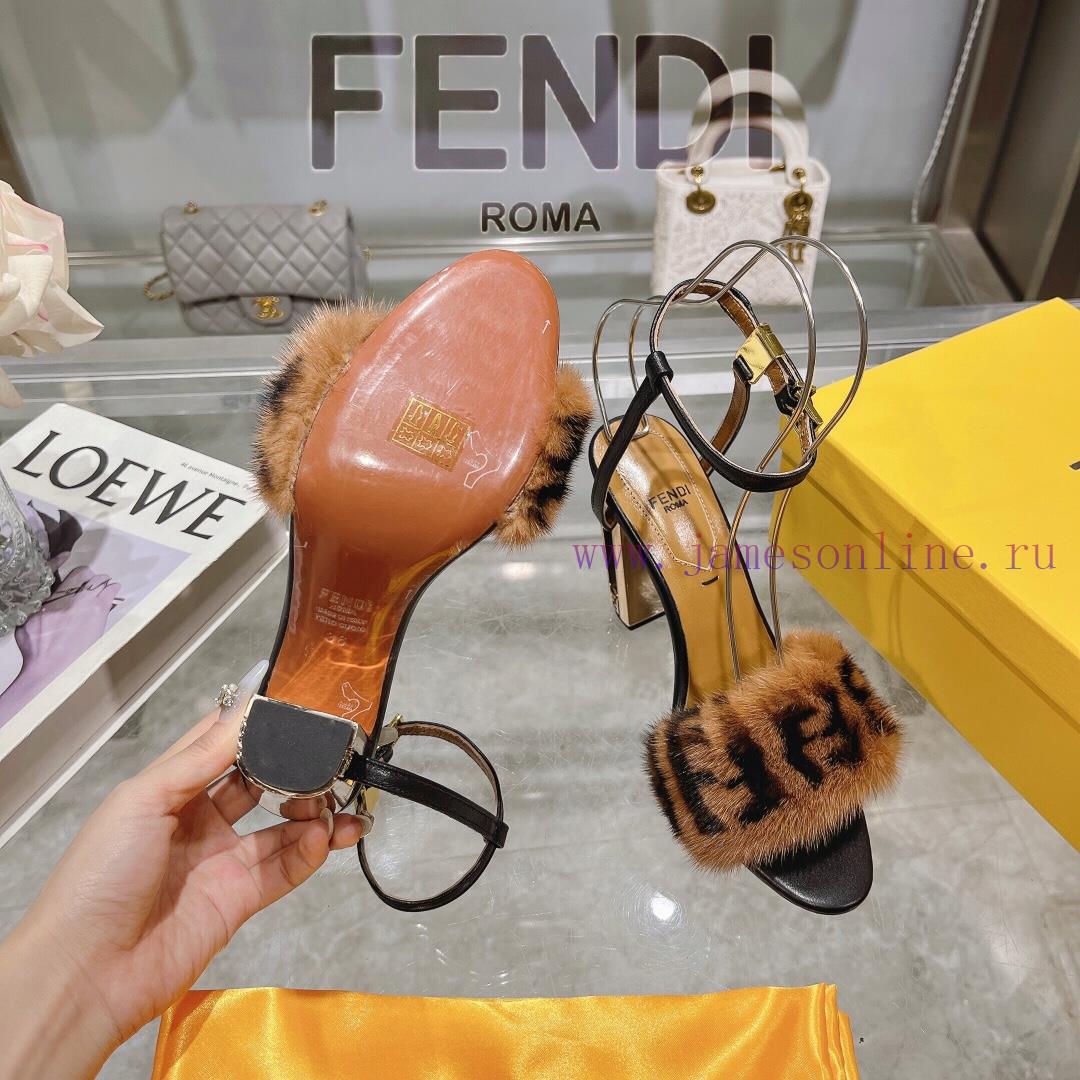 ② ⓪②④ 𝙁𝙀𝙉𝘿𝙄 | Fendi Delfina Strap Mink Fur High Heels Sandals〰 〰 〰 〰 Genuine Leather Outsole qydmqbks - Image 9