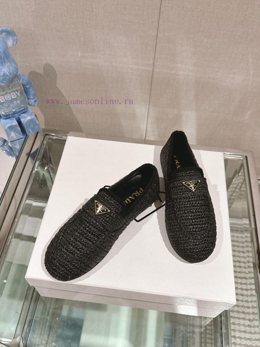 -24Ss New Prada Woven Round Toe Flat LoafersThe Upper Of This Le Fu Shoe Is Made Using The Orig ots292n2 - Image 4