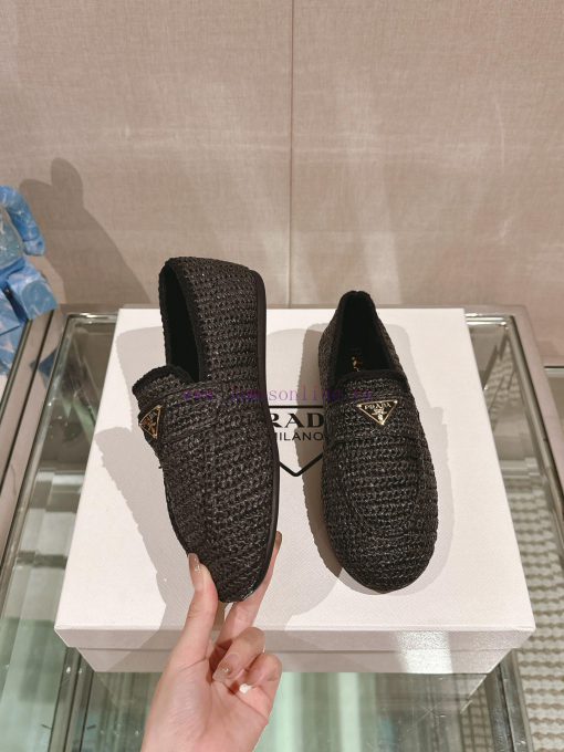 -24Ss New Prada Woven Round Toe Flat LoafersThe Upper Of This Le Fu Shoe Is Made Using The Orig ots292n2 - Image 5