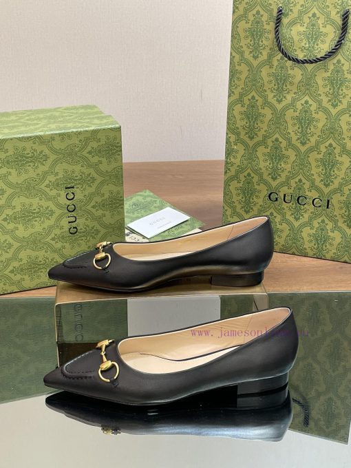 2024 Gucci New GUcc 𝐢 Horseneck Buckle Shallow Mouth Single Shoe Flat Heel Ballet Shoes ️️️Top bbxs2jkz - Image 7