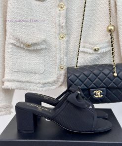 Chanel | Chanel 24P Spring/Summer New ProductsMesh Lace Series Butterfly Bow High-heeled Slippe s7u1d0nn