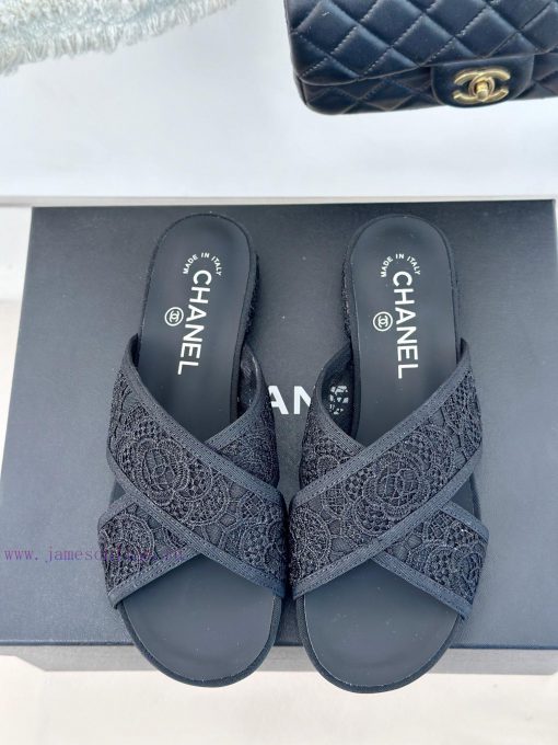 Chanel | Chanel 24P Spring/Summer New ProductsMesh Lace Series Cross SlippersThis Season's Mesh 0x44m54n - Image 5