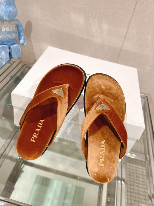 -24Ss New Prada Herringbone Velvet Flip FlopsThis Sandal Features A Mixed Design That Cleverly tlyvc2wm - Image 6