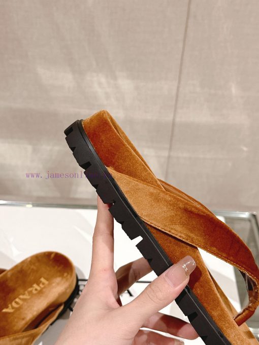 -24Ss New Prada Herringbone Velvet Flip FlopsThis Sandal Features A Mixed Design That Cleverly tlyvc2wm - Image 7