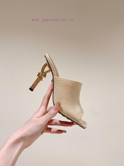| ²⁰²4 𝐬𝐬  🤍🤎BV Knot Series Metal Heel Slippers With High Heels~Original Version And 8.5 1:1 St 91fq540h - Image 9