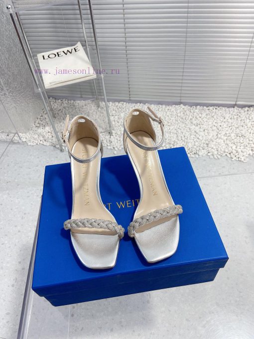 Stuart Weitzman's New SW High-heeled SandalsShoe Upper With Rhinestone Cowhide/inner Footrest W stpoulkz