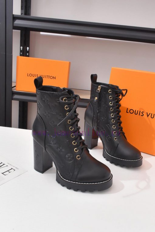 Synchronize L.V Louis Vuitton Lo.uis Vu.itton Classic High-heeled Martin Boots A Popular Item T 5odth3yq