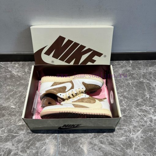 Travis Scott X Jordan Air Jordan 1 Low Low Cut White Brown Powder ️ Simple And Elegant Design G ihc3i920 - Image 2