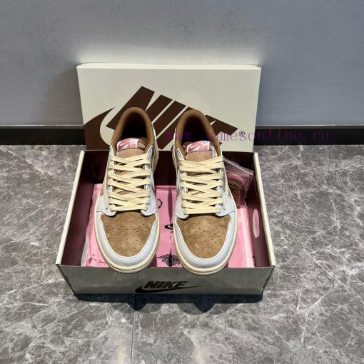 Travis Scott X Jordan Air Jordan 1 Low Low Cut White Brown Powder ️ Simple And Elegant Design G ihc3i920 - Image 5