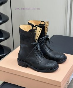 Top Qualitymiumiu Fw24 New Arrival～Miu 24 Autumn/Winter Show Short Boots New ProductClassic Mot q0f77e4o