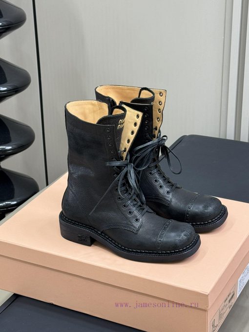 Top Qualitymiumiu Fw24 New Arrival～Miu 24 Autumn/Winter Show Short Boots New ProductClassic Mot q0f77e4o - Image 2