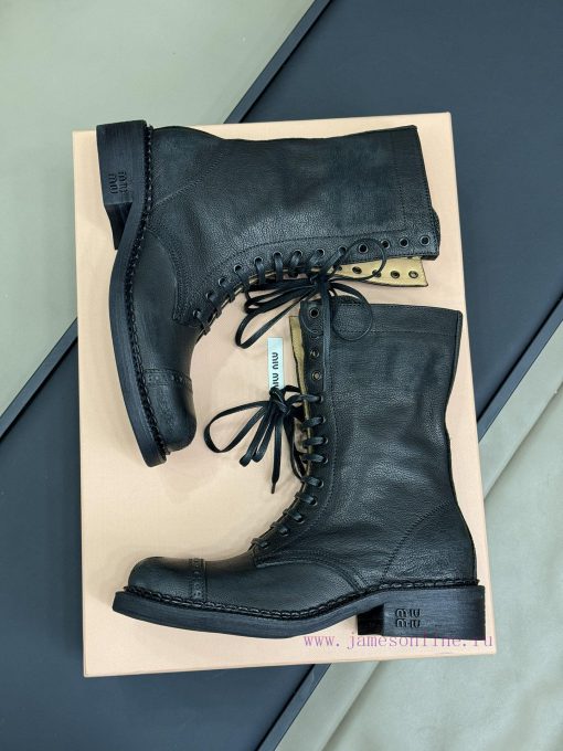 Top Qualitymiumiu Fw24 New Arrival～Miu 24 Autumn/Winter Show Short Boots New ProductClassic Mot q0f77e4o - Image 4