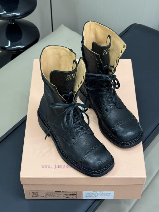Top Qualitymiumiu Fw24 New Arrival～Miu 24 Autumn/Winter Show Short Boots New ProductClassic Mot q0f77e4o - Image 5