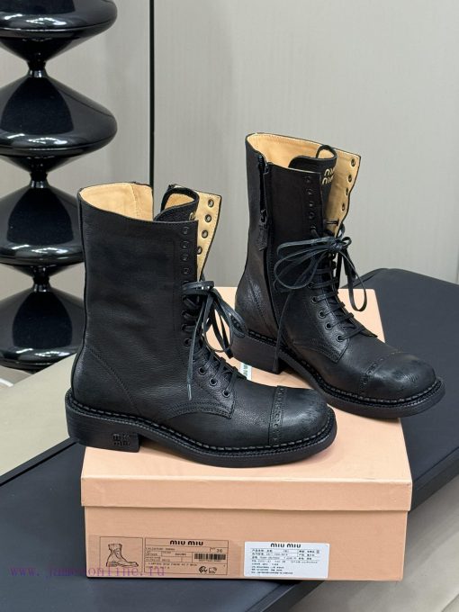 Top Qualitymiumiu Fw24 New Arrival～Miu 24 Autumn/Winter Show Short Boots New ProductClassic Mot q0f77e4o - Image 6