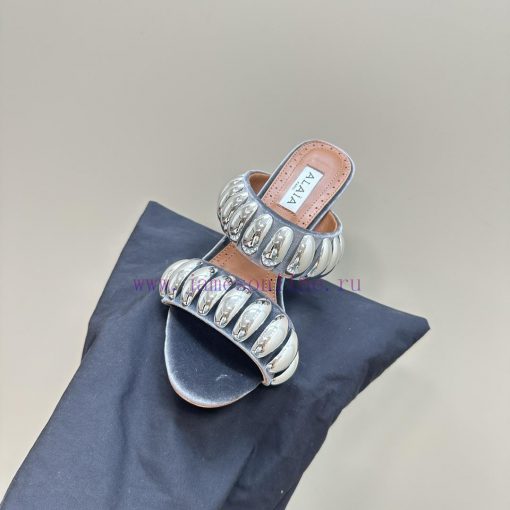 Black Color 380ALAIA24 Spring/summer Silver Metallic Suede Sandals Have Insights Into Women's B kxvsaq5q - Image 9
