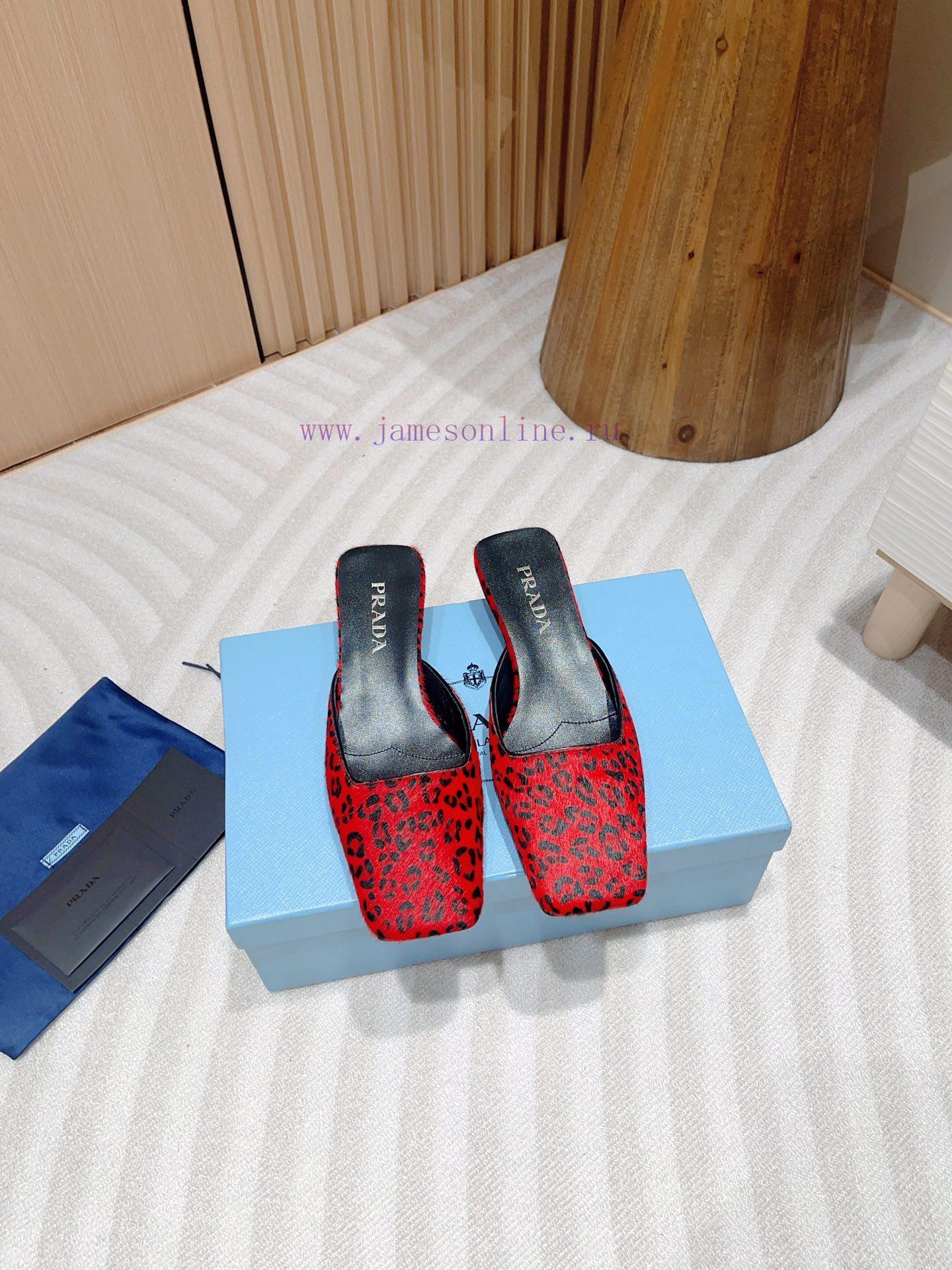 -24Fw Summer New Prada Square Head Leopard Pattern Muller Half SlippersThis Leopard Print M ü L 26frrut8