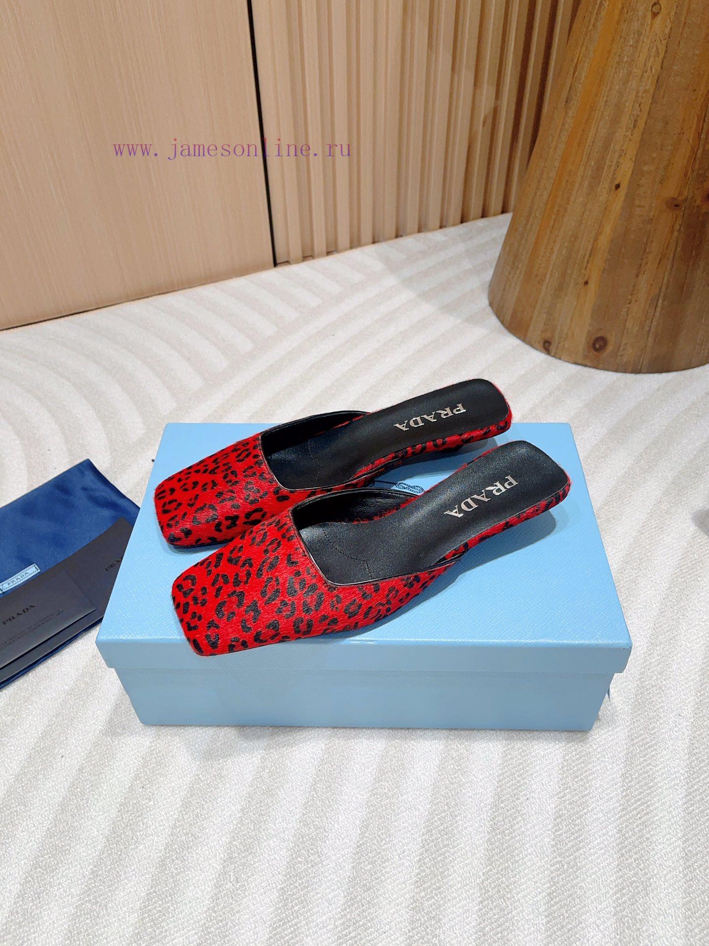 -24Fw Summer New Prada Square Head Leopard Pattern Muller Half SlippersThis Leopard Print M ü L 26frrut8 - Image 3
