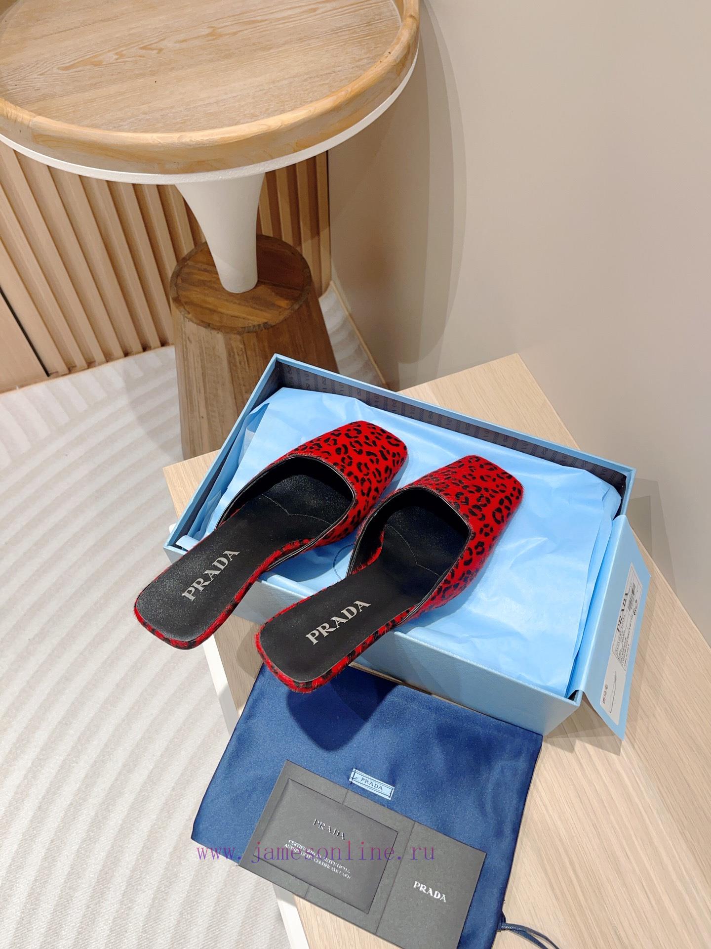 -24Fw Summer New Prada Square Head Leopard Pattern Muller Half SlippersThis Leopard Print M ü L 26frrut8 - Image 6