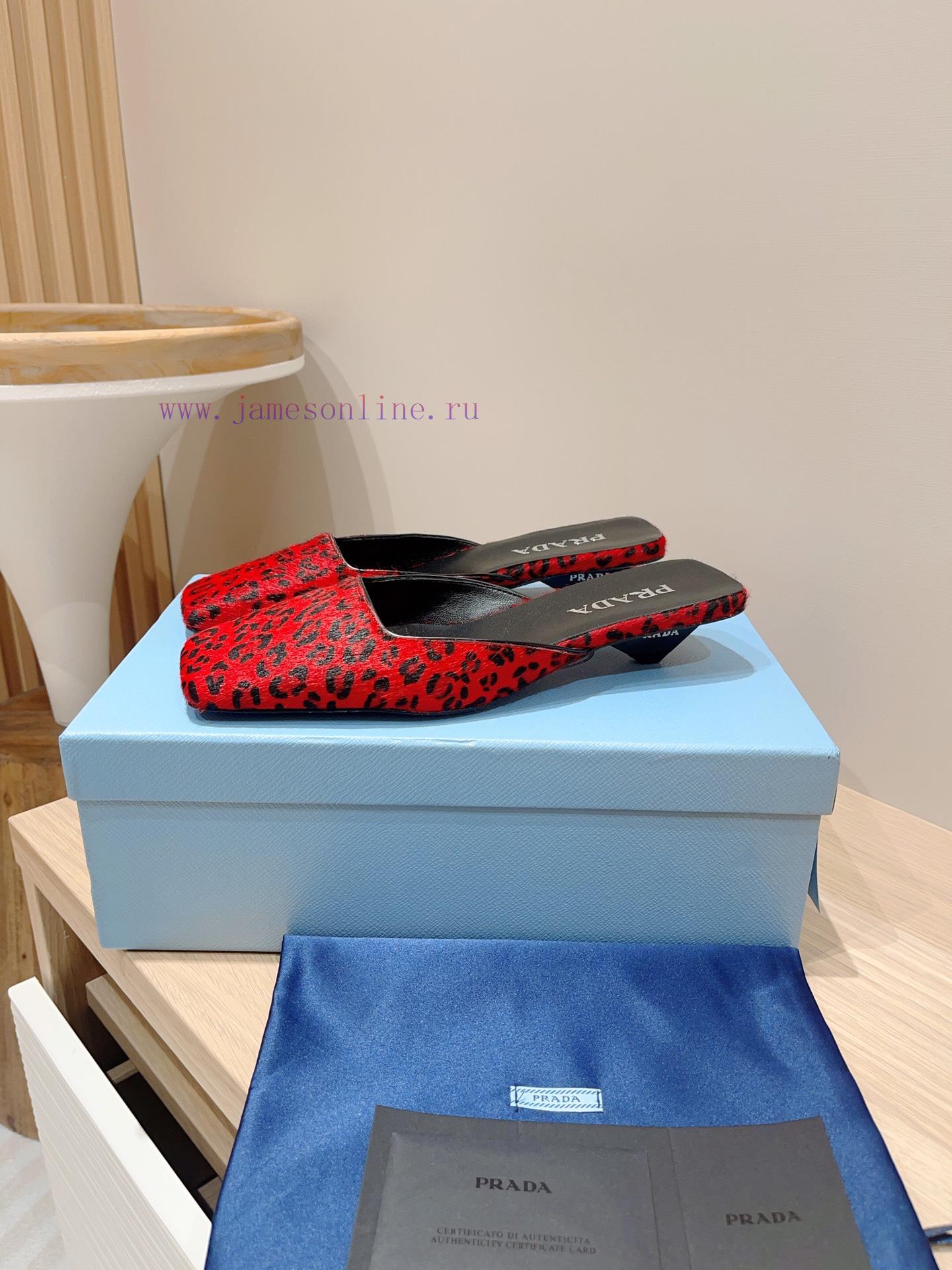 -24Fw Summer New Prada Square Head Leopard Pattern Muller Half SlippersThis Leopard Print M ü L 26frrut8 - Image 7