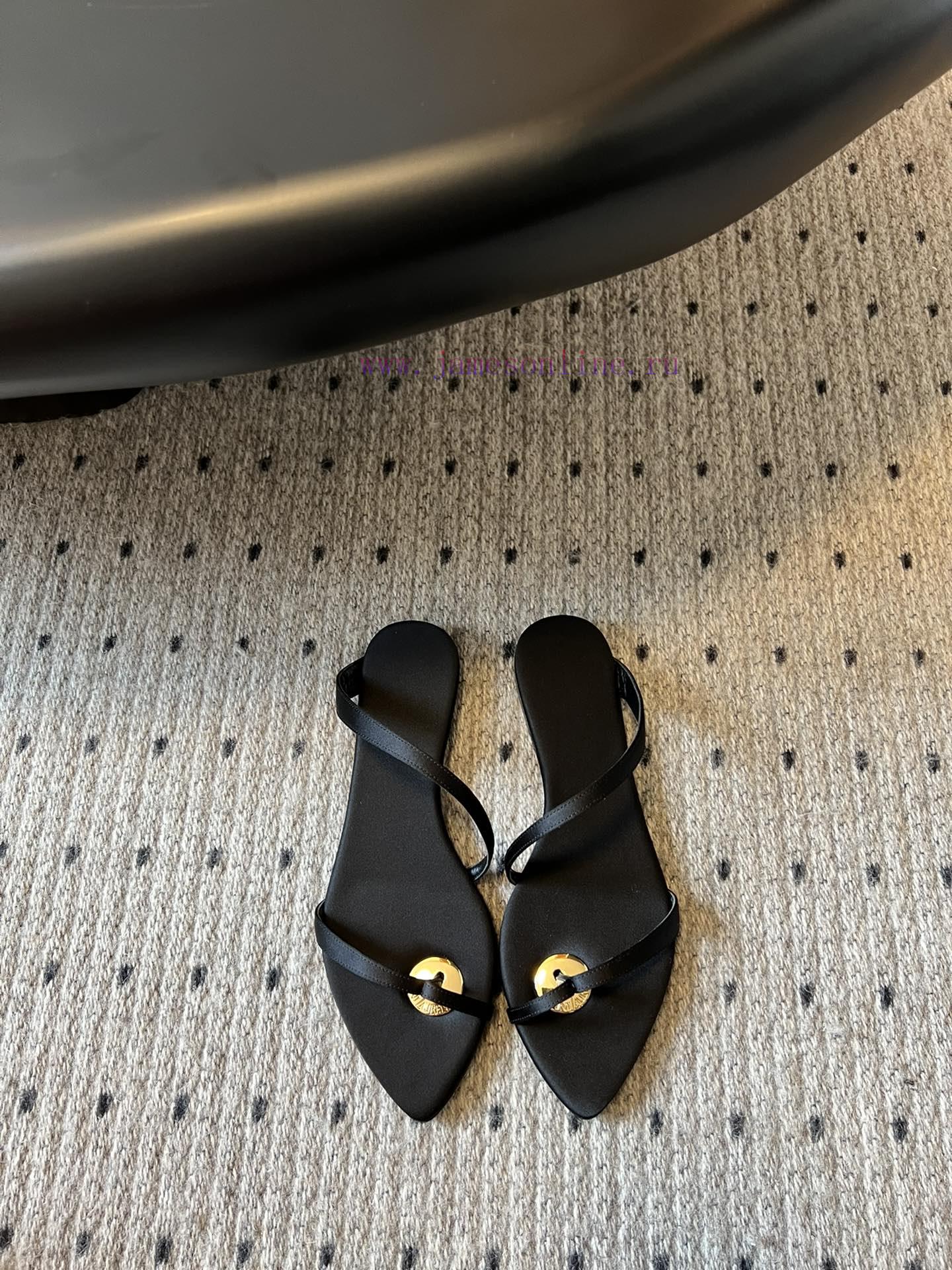 Saint Laurent 24/new Flat Bottomed Metal Strap SlippersYsl Original Craftsmanship Metal Heel Lo 8f79w99s - Image 2