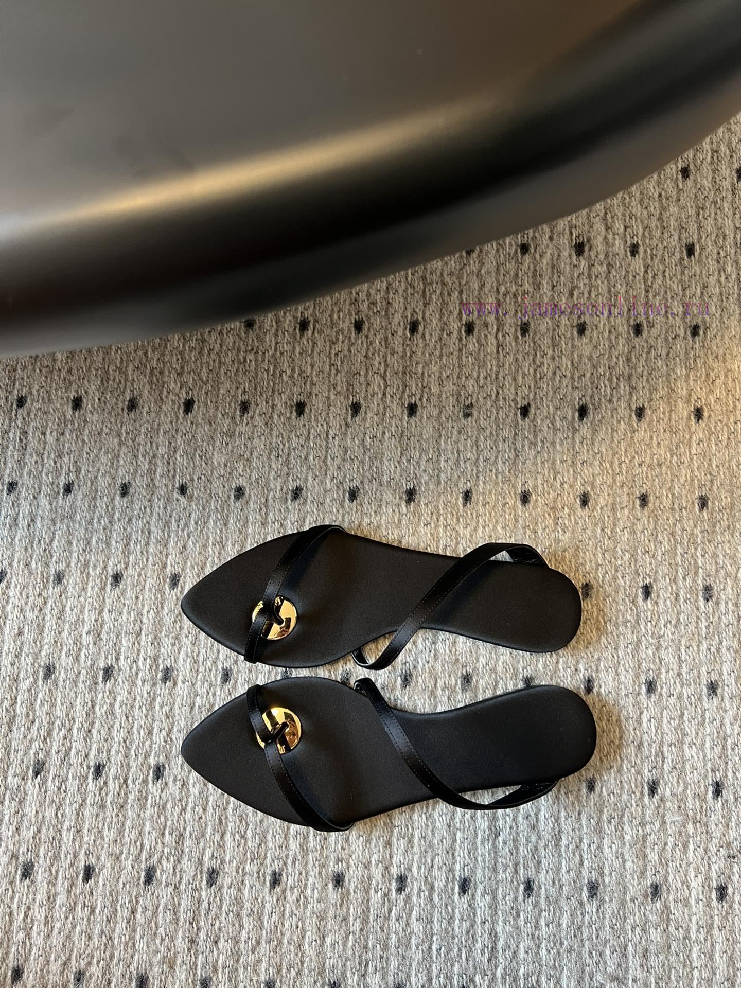 Saint Laurent 24/new Flat Bottomed Metal Strap SlippersYsl Original Craftsmanship Metal Heel Lo 8f79w99s - Image 3