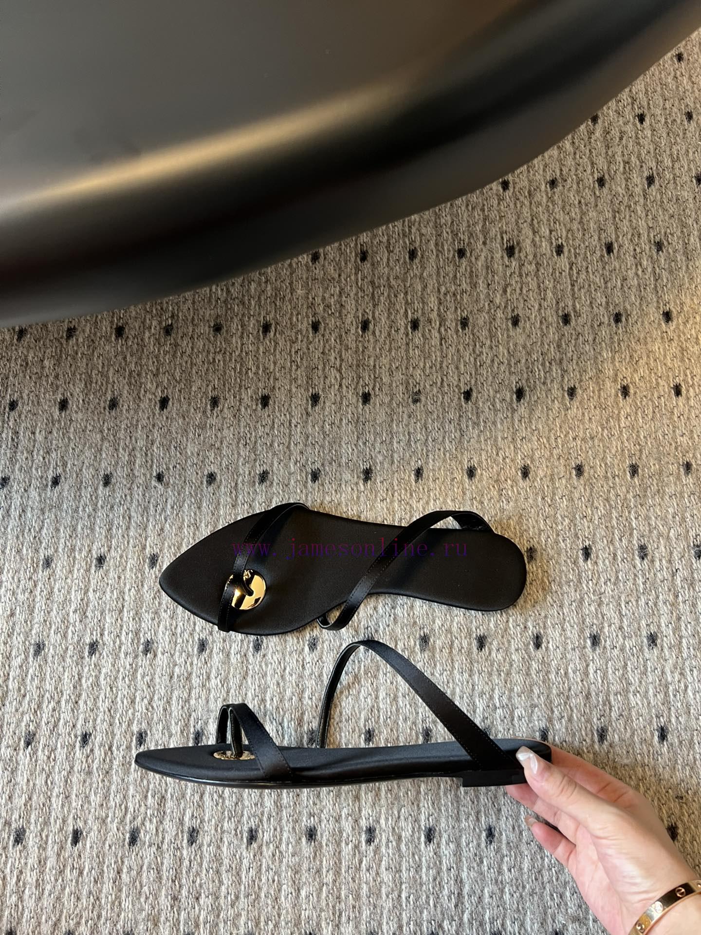 Saint Laurent 24/new Flat Bottomed Metal Strap SlippersYsl Original Craftsmanship Metal Heel Lo 8f79w99s - Image 4