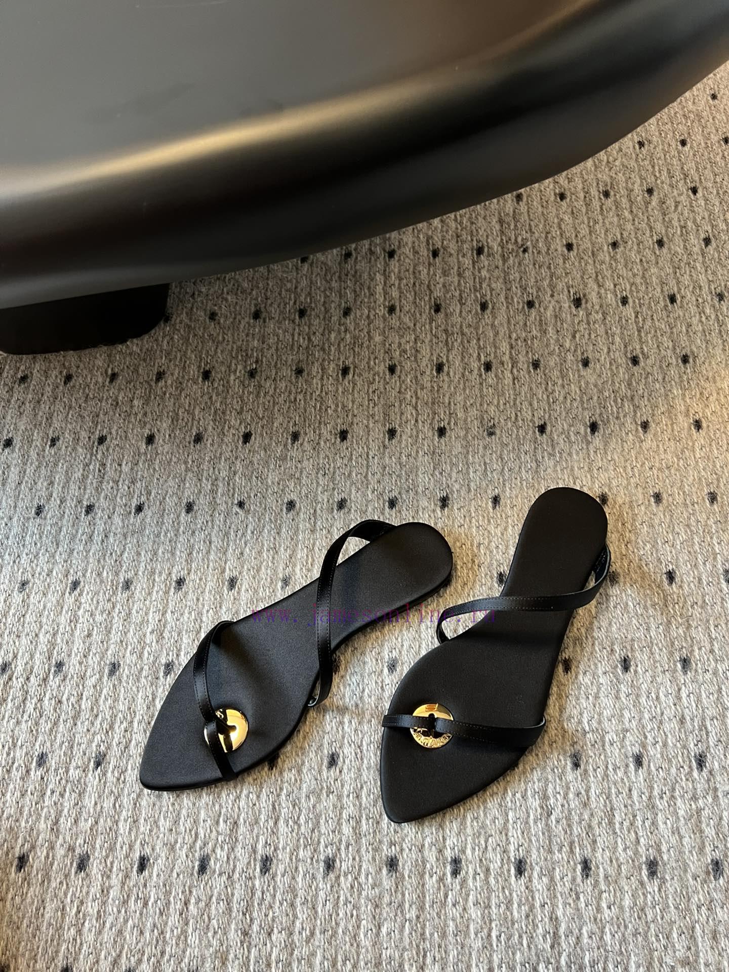Saint Laurent 24/new Flat Bottomed Metal Strap SlippersYsl Original Craftsmanship Metal Heel Lo 8f79w99s - Image 5