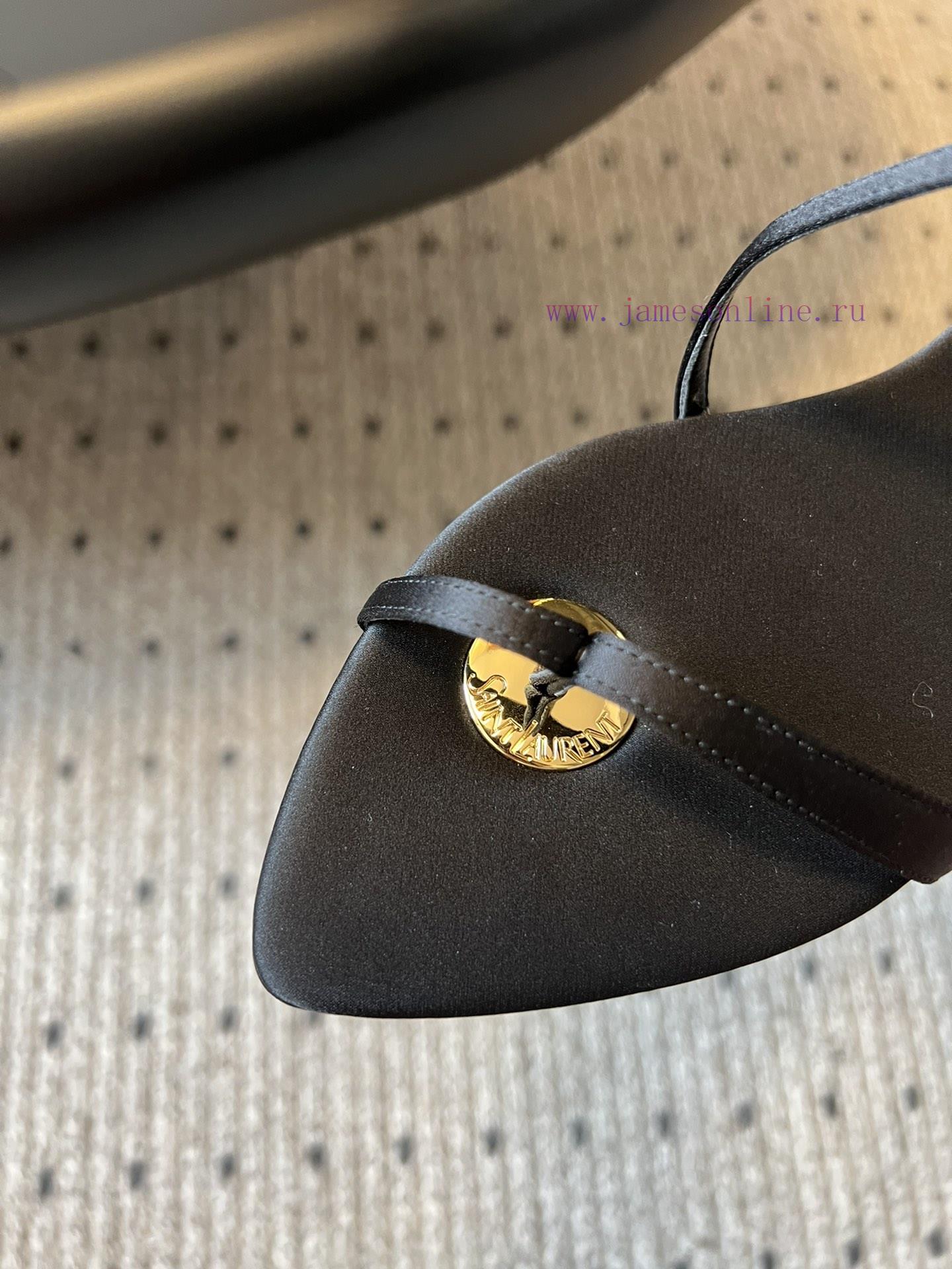 Saint Laurent 24/new Flat Bottomed Metal Strap SlippersYsl Original Craftsmanship Metal Heel Lo 8f79w99s - Image 6