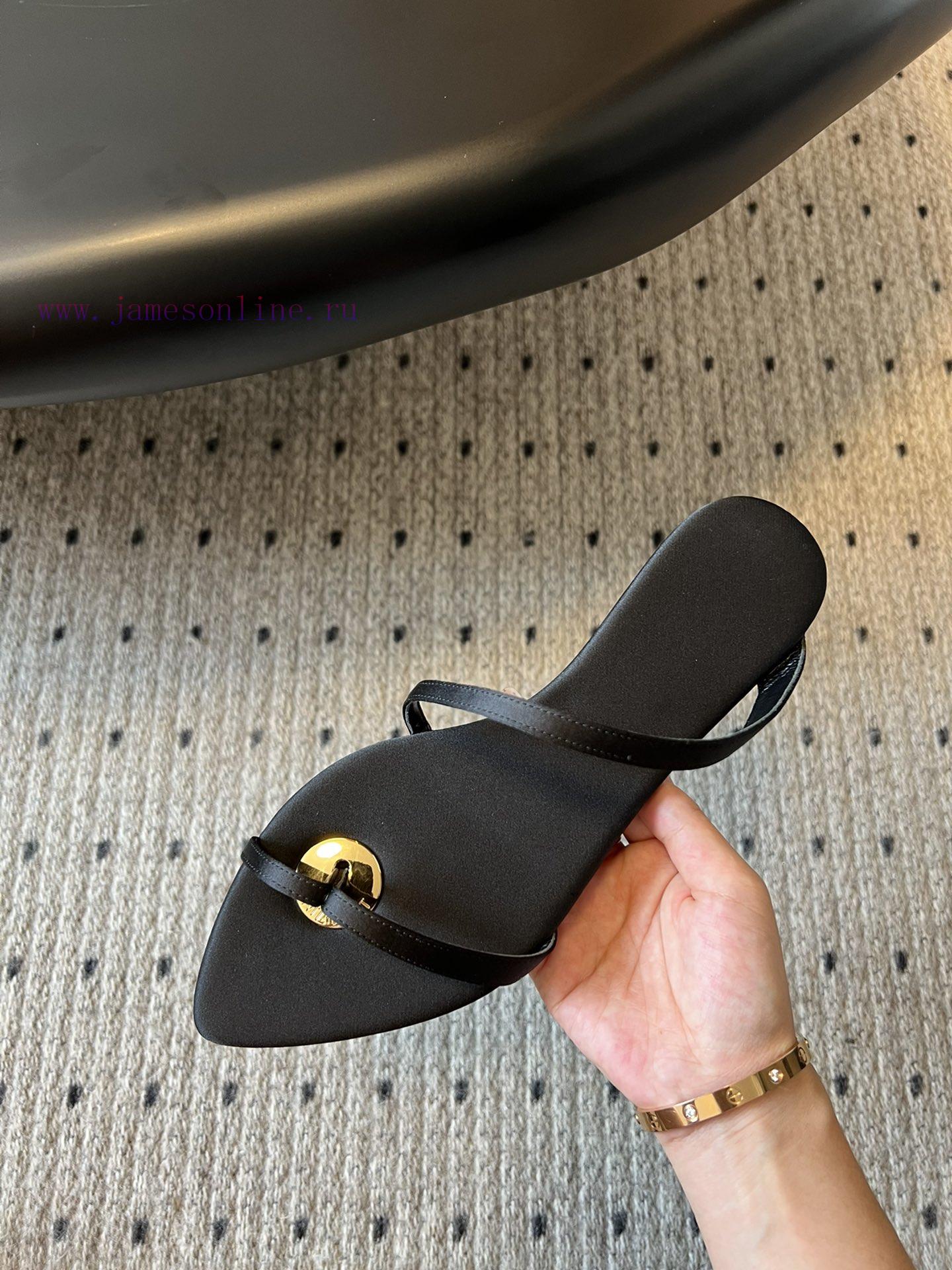 Saint Laurent 24/new Flat Bottomed Metal Strap SlippersYsl Original Craftsmanship Metal Heel Lo 8f79w99s - Image 9