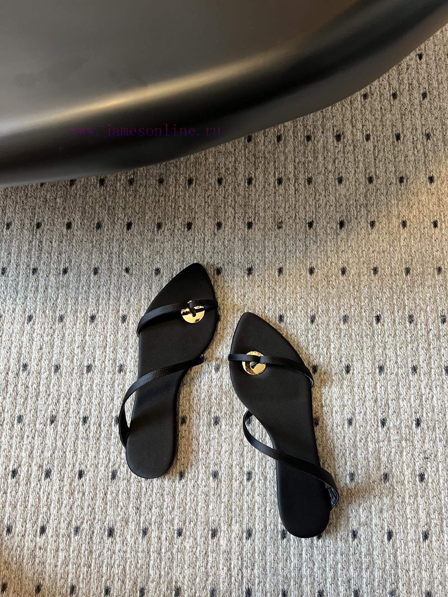 Saint Laurent 24/new Flat Bottomed Metal Strap SlippersYsl Original Craftsmanship Metal Heel Lo 8f79w99s - Image 10