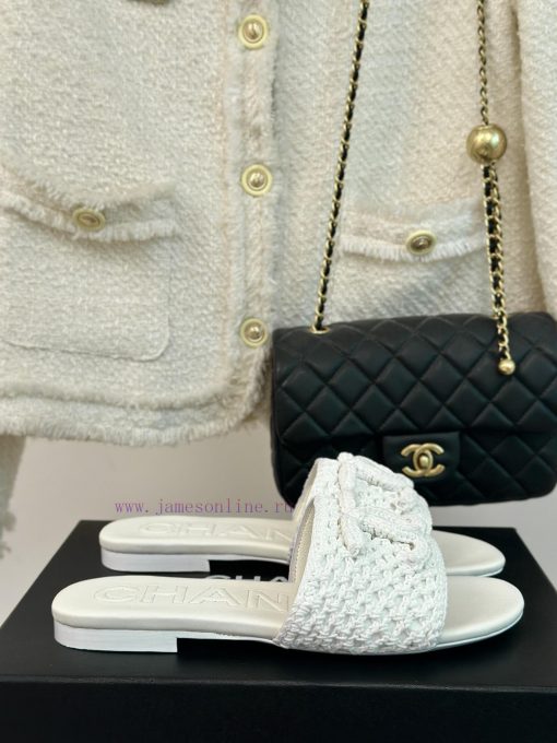 Chanel | Chanel 24P New ProductKnitted Double C Flat Flat SlippersA Must-have Cool Mop Series F c2kin960 - Image 2