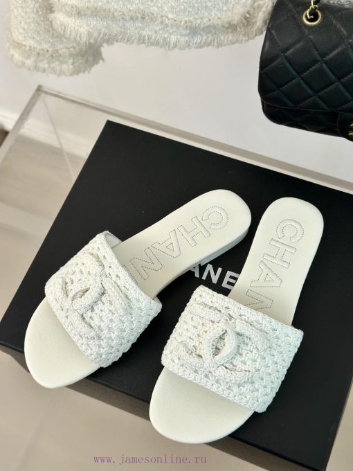 Chanel | Chanel 24P New ProductKnitted Double C Flat Flat SlippersA Must-have Cool Mop Series F c2kin960 - Image 3