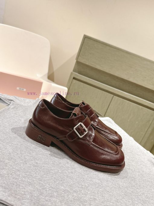 | ²⁰²4 𝐬𝐬  🤍🤎MIUMIU British Minimalist Motorcycle Sandals With Thick Heels And Round Heads Unis vg8c8p3b - Image 3