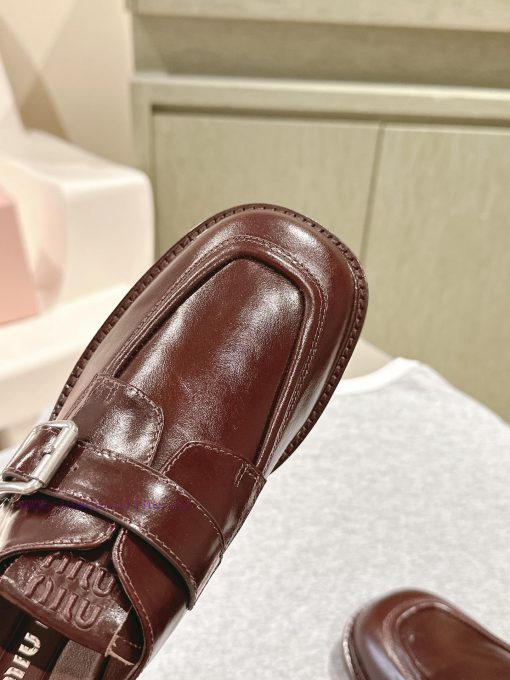 | ²⁰²4 𝐬𝐬  🤍🤎MIUMIU British Minimalist Motorcycle Sandals With Thick Heels And Round Heads Unis vg8c8p3b - Image 6