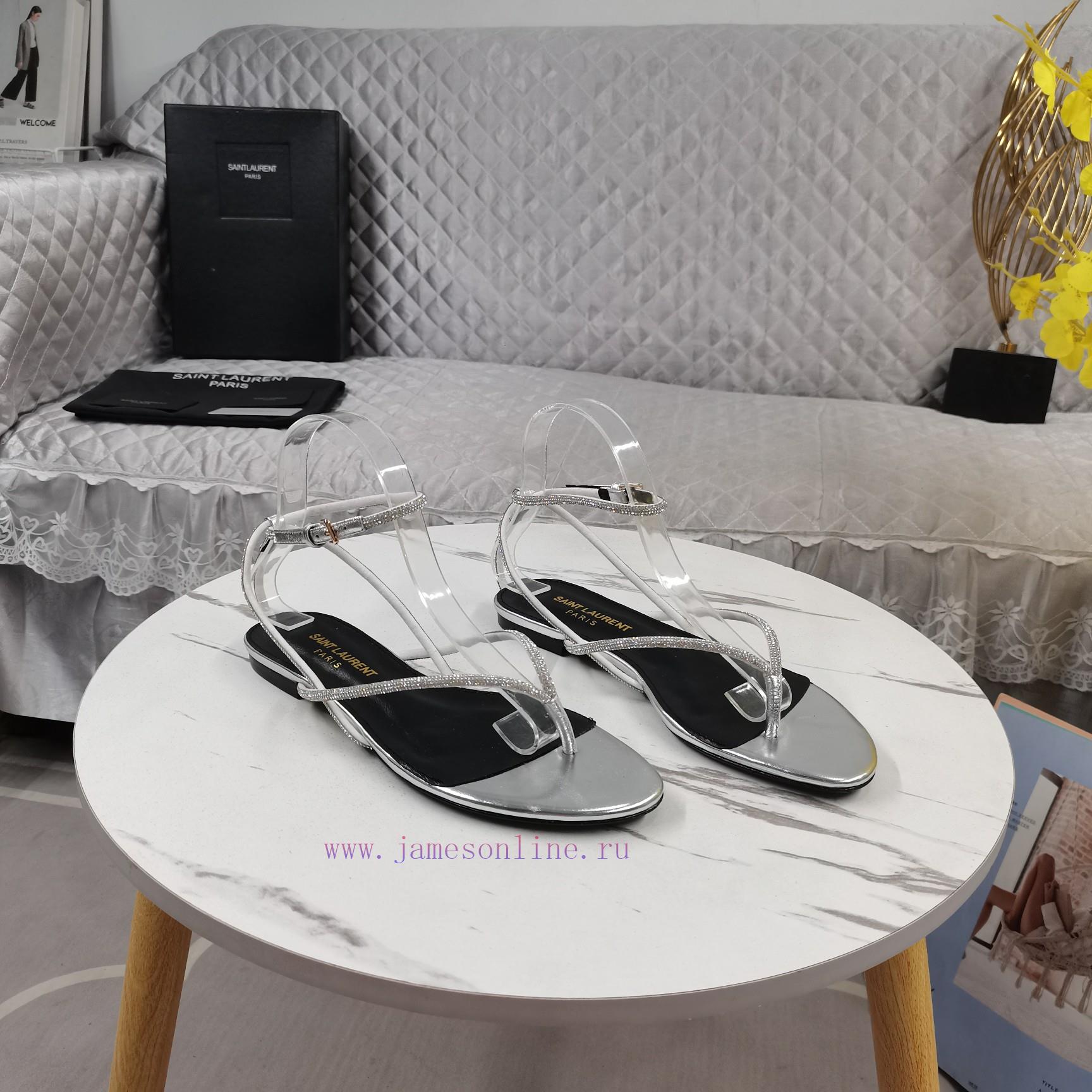 New Release - Saint Laurent YSL New SandalsHot Pressed Diamond Toe Flat SandalsCorrect Version ttzl2ph9 - Image 8