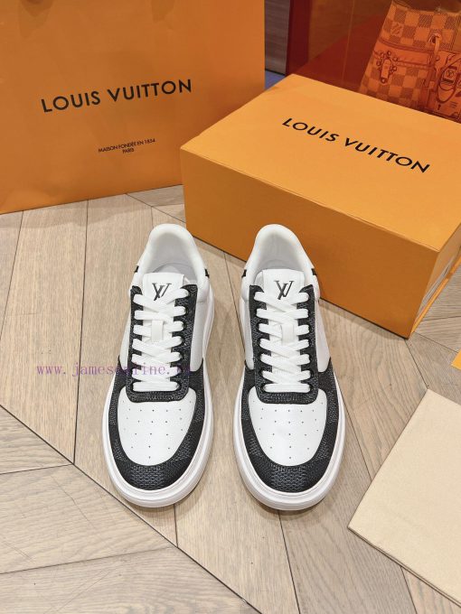 LV New White Shoes Men's Checkerboard SeriesGrid Color Blocked Pure Cowhide 3D Printed Breathab urfq9xzd - Image 3