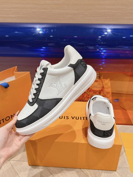 LV New White Shoes Men's Checkerboard SeriesGrid Color Blocked Pure Cowhide 3D Printed Breathab urfq9xzd - Image 6