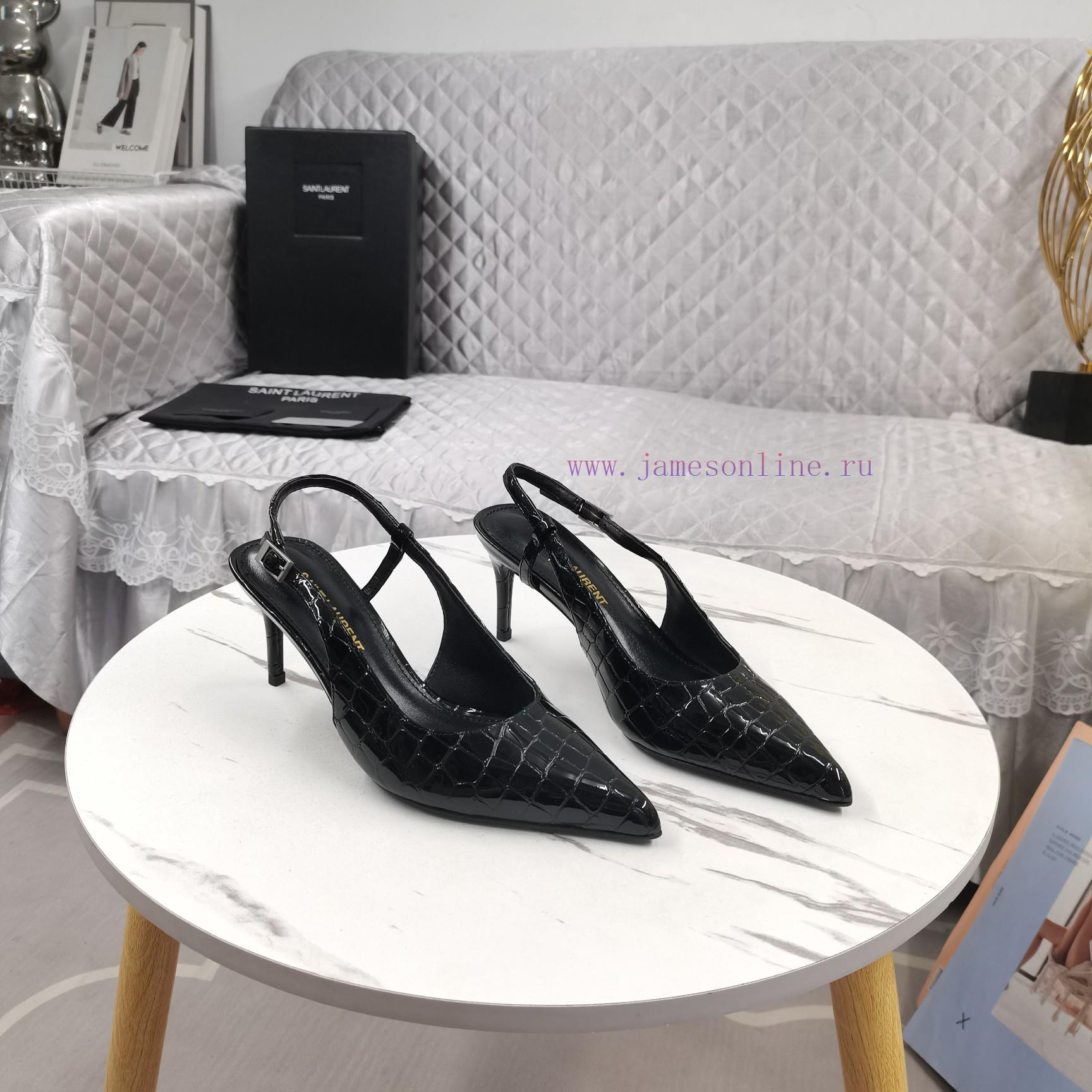 Shangxin YSL2024 New Baotou Middle Heel Back Empty SandalsCorrect Version ️ Correct Details ️Or 0vxudfff