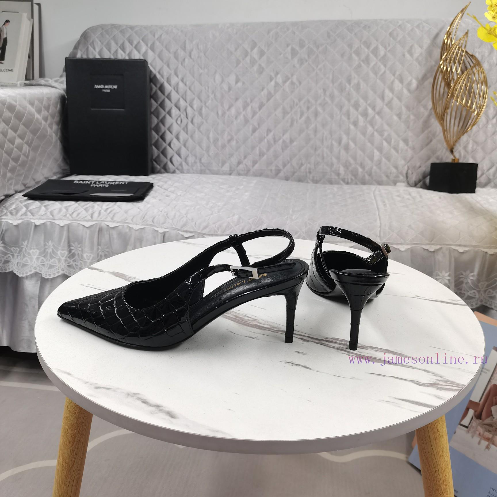 Shangxin YSL2024 New Baotou Middle Heel Back Empty SandalsCorrect Version ️ Correct Details ️Or 0vxudfff - Image 4
