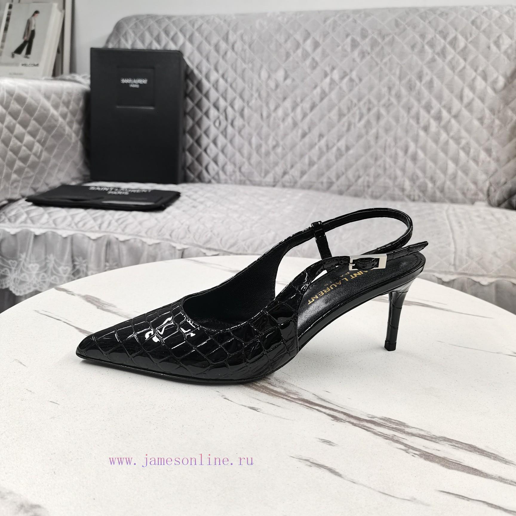 Shangxin YSL2024 New Baotou Middle Heel Back Empty SandalsCorrect Version ️ Correct Details ️Or 0vxudfff - Image 6