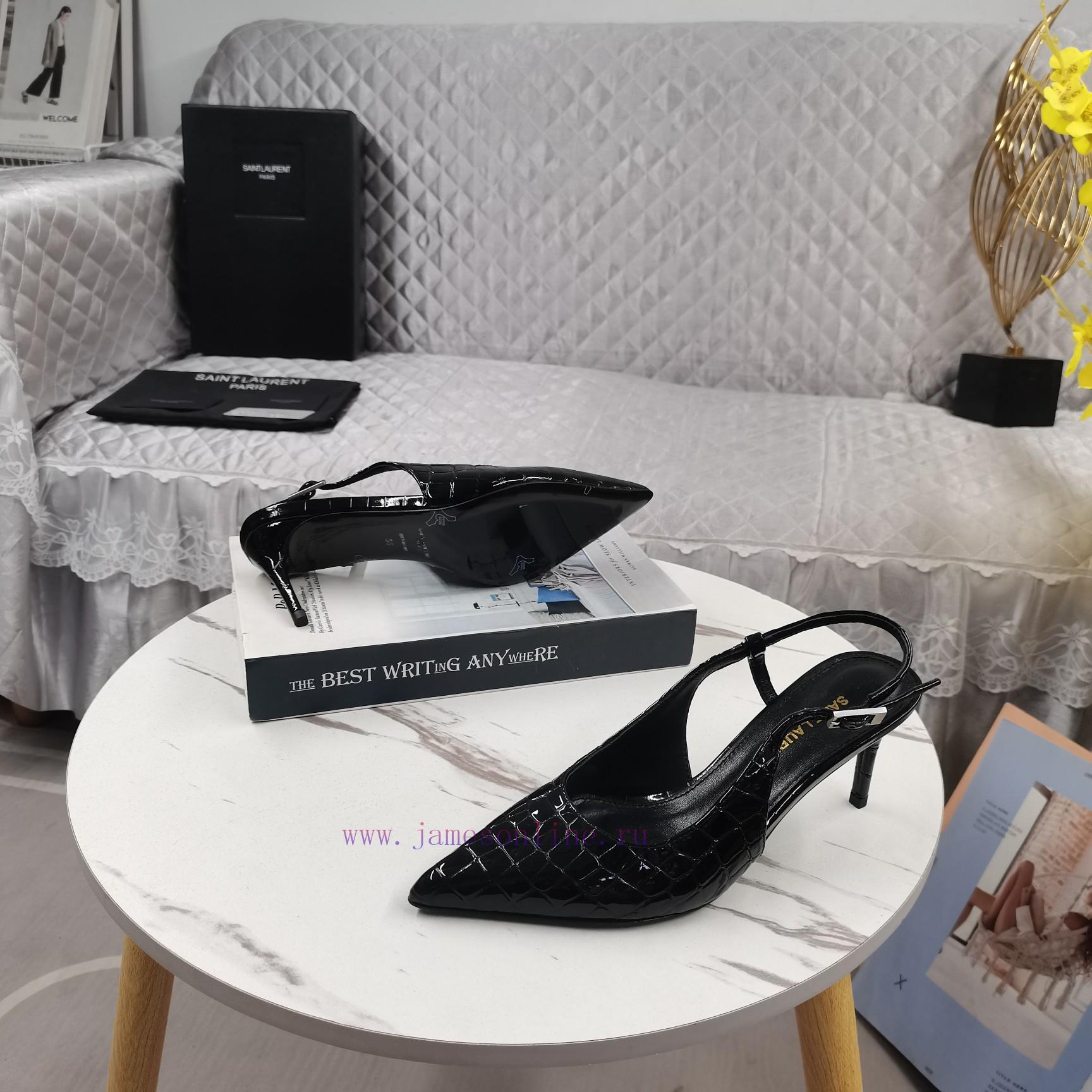 Shangxin YSL2024 New Baotou Middle Heel Back Empty SandalsCorrect Version ️ Correct Details ️Or 0vxudfff - Image 16