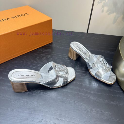 2024 Early Spring New LV Donkey Brand Louis Vuitton Classic Explosive Hollow Out Thick Heel Sli 51pvq0v2 - Image 6